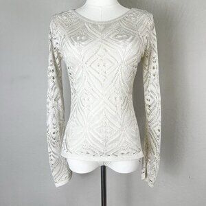Corporeum Sweater‎ Open Knit Ivory Long Sleeve Fairy Romantic Size P=XS
